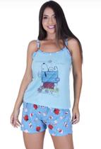 Pijama adulto feminino baby doll personagens garfield mulher maravilha turma da mônica snoopy lilo stich