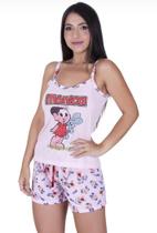 Pijama adulto feminino baby doll personagens garfield mulher maravilha turma da mônica snoopy lilo stich