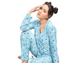 Pijama Adulto Feminino Longo Aberto Inverno Liganete Blogueira