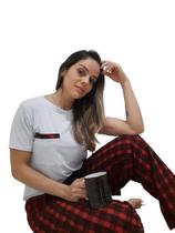 PIJAMA ADULTO FEMININO LONGO LUXO OUTONO INVERNO XADREZ ALGODÃO FLANELADOBr