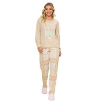 Pijama Adulto Feminino Manga Longa com Calça Marfim 3826 Pijama Adulto Feminino Manga Longa com Calça Marfim 3826