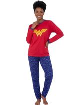 Pijama Adulto Feminino Personagem Blusa Calça Longa Inverno Macio Quentinho Traje Dormir