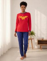 Pijama Adulto Feminino Personagem Blusa Calça Longa Inverno Macio Quentinho Traje Dormir