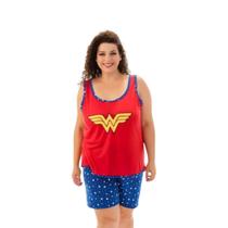 Pijama Adulto Feminino Regata Curto Verão Personagens Plus Size