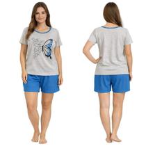 Pijama adulto feminino verão camiseta e short plus size