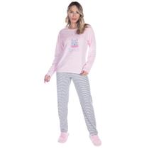 Pijama Adulto Flanelado Plush Inverno Frio Longo Feminino