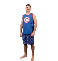 Pijama Adulto Inverno Longo Pai Super Herói Capitão América