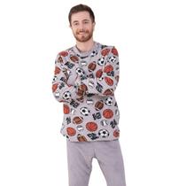 Pijama Adulto Longo De Plush Com Estampa Confort Inverno