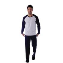 Pijama Adulto Masculino Liso Algodão Malha Canelada