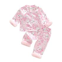 Pijama Afunbaby Toddler Girl de cetim de mangas compridas rosa de 1 a 2 anos