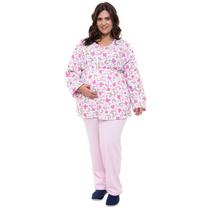Pijama Amamentação Modelo Plus Size Flanelado Rosa Pijama Amamentação Modelo Plus Size Flanelado Rosa