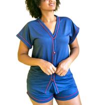 Pijama Americano Algodão Azul- Marinho