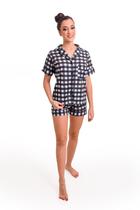 Pijama Americano Blogueira Feminino Aberto Com Botões