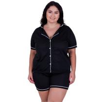 Pijama Americano Blogueirinha Com Botões Plus Size 50 52 54 56 - BRENDA