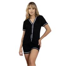 Pijama Americano Bloqueira Curto WLS Modas Amamentação Aberto Botão Cirurgico Linha Noite Feminina