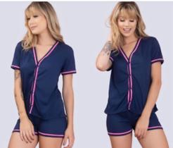 Pijama americano botao blogueirinha curto Pijama americano botao blogueirinha curto