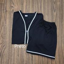 Pijama Americano Botão Manga Curta Shorts Blogueira Tendência