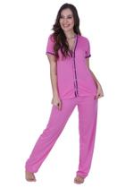 Pijama Americano Calça Longa Botão - c12 PIJAMA VANESSA