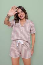 Pijama Americano Curto Listra Mocha