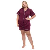 Pijama Americano Curto Sepie 600 Vermelho - Plus Size