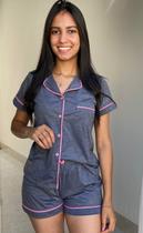 Pijama Americano de Botões Grafite