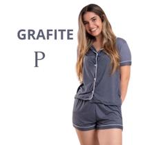 Pijama Americano Feminino com Botão Manga Curta com Gola e Short