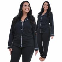 Pijama Americano Feminino Com Botões Manga Longa E Calça
