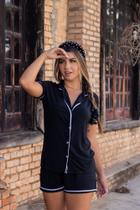 Pijama Americano Feminino Curto com Botao Tam. Único