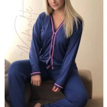 Pijama Americano Feminino Longo Adulto Conjunto Blusa Longa - C-Chik