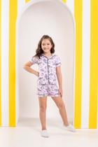 Pijama Americano Infantil Verão Botões Blogueira Pijama Americano Infantil Verão Botões Blogueira
