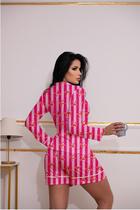 Pijama americano lacinho rosa manga longa e short elegante e confortável