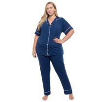 Pijama Americano Longo Sepie 610 Plus Size Manga Curta