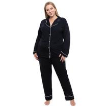 Pijama Americano Longo Sepie 620 Plus Size Preto Pijama Americano Longo Sepie 620 Plus Size Preto