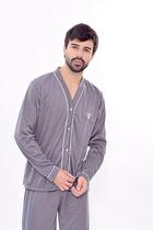 Pijama Americano Masculino com Botões Manga Comprida e Calça - emanuel ecommerce