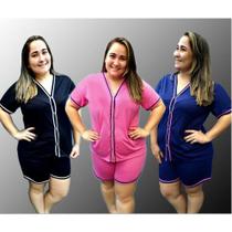 Pijama Americano Plus Size Com Botão Baby Doll Amamentação