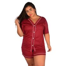 Pijama Americano PLUS SIZE Curto Botão Malha Confortável Verão Feminino Maternidade de Amamentação Conjunto Baby Short Doll Pós Parto Gestante Luxo