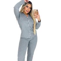 Pijama Audlto Conjunto Blusa Manga Longa Botão Calça Inverno