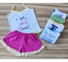 Pijama Baby Doll Infantil Menina Verão De Malha Alcinha