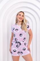 Pijama Básico Curto Feminino Estampa Pandinha