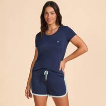 Pijama Baunilha Microfibra Ve27 Marinho Feminino - Azul escuro - Feminino - 40