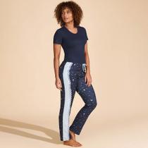 Pijama Baunilha Viscose Ve27 Marinho Feminino - Azul escuro - Feminino - 44