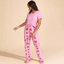 Pijama Baunilha Viscose Ve27 Rosa Feminino - Rosa - Feminino - 42
