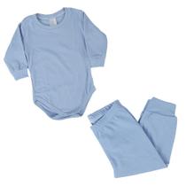 Pijama Bebê Azul&Rosa Canelado Longo Body Azul - 0084