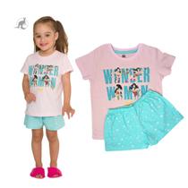 Pijama Bebê Menina Mulher Maravilha Algodão 6039