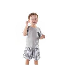Pijama Bermuda de Menino Infantil Liso com Estampa e Bordado