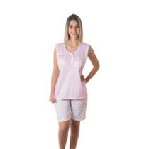 Pijama Bermuda S/Manga Feminino Linha Classica Coração Lilas