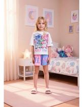 Pijama Blusa e Shorts Stitch e Angel Animê Pijama Blusa e Shorts Stitch e Angel Animê