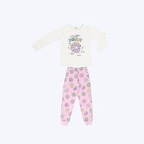 Pijama Blusa Manga Longa E Calça Meia Malha Donuts Infantil Menina Have Fun 29591 Offwhite