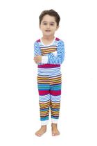 Pijama Body Baby Longo Divertido Listras Coloridas