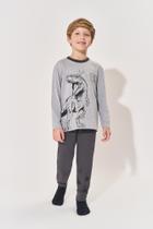 Pijama Brilha no Escuro Infantil Menino T-REX Chumbo Divertto